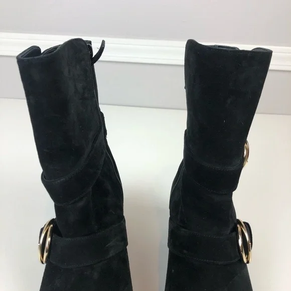 Stuart Weitzman Britain Buckle Suede Boot 9.5 blk - Picture 6 of 16